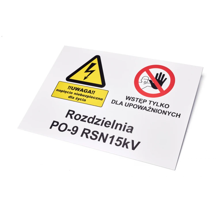 Nameplate with warning signs - size 420x297mm (A3) - PVC - UV color print - BHP187