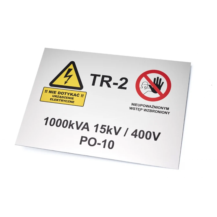 Name plate with warning signs - size 297x210mm (A4) - anodised aluminium - indestructible print - BHP188