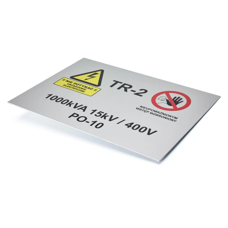 Name plate with warning signs - size 297x210mm (A4) - anodised aluminium - indestructible print - BHP188