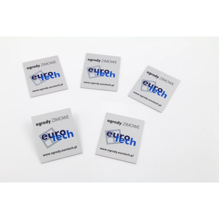 Aluminium product tags with your company logo - dimensions 50x60x1mm - indestructible printing