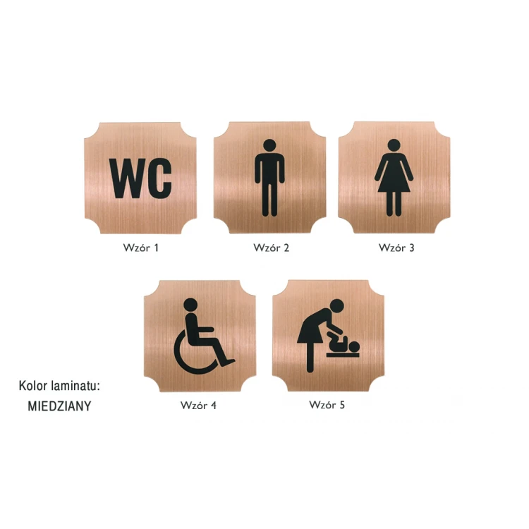Toilet Signs - Copper or Caffe Latte Laminate - Size 50x50mm - TT010