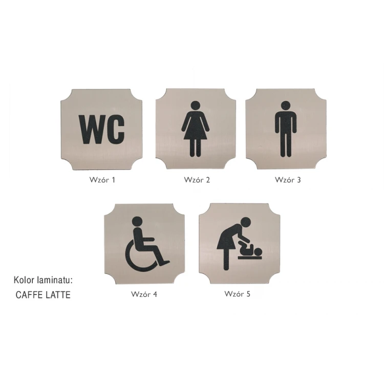 Toilet Signs - Copper or Caffe Latte Laminate - Size 50x50mm - TT010