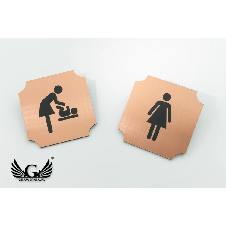 Toilet Signs - Copper or Caffe Latte Laminate - Size 50x50mm - TT010