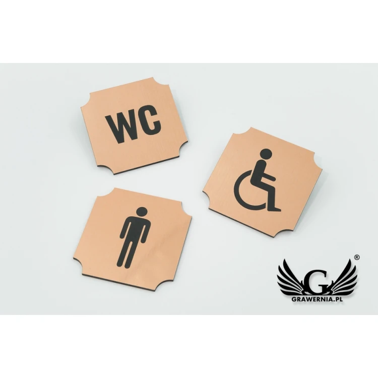 Toilet Signs - Copper or Caffe Latte Laminate - Size 50x50mm - TT010
