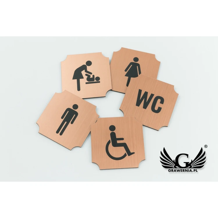 Toilet Signs - Copper or Caffe Latte Laminate - Size 50x50mm - TT010