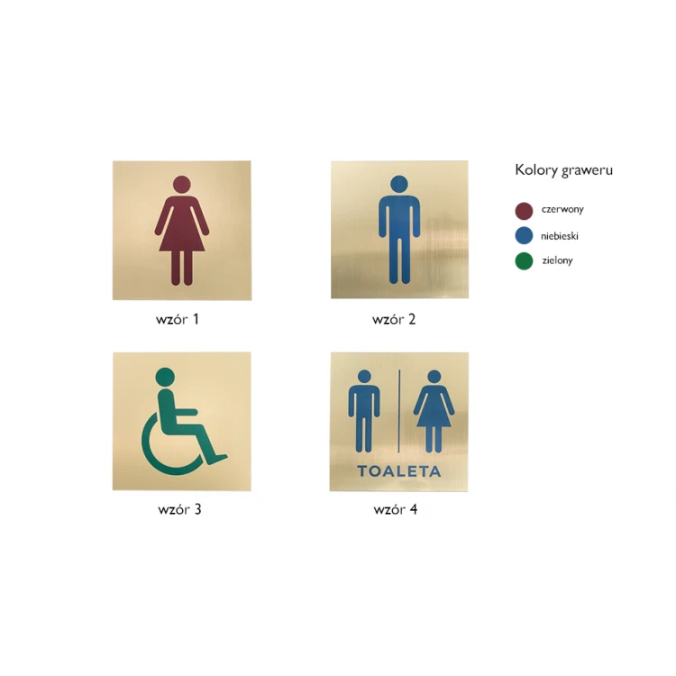 Toilet Signs - Gold Laminate with Colorful Engraving - Size 150x150mm - TT013