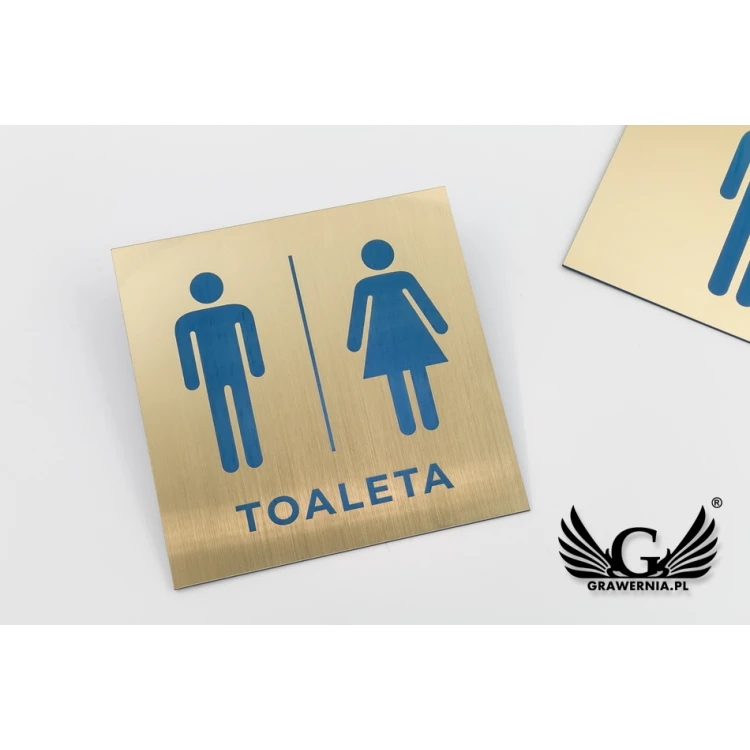Toilet Signs - Gold Laminate with Colorful Engraving - Size 150x150mm - TT013