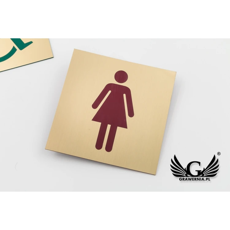 Toilet Signs - Gold Laminate with Colorful Engraving - Size 150x150mm - TT013