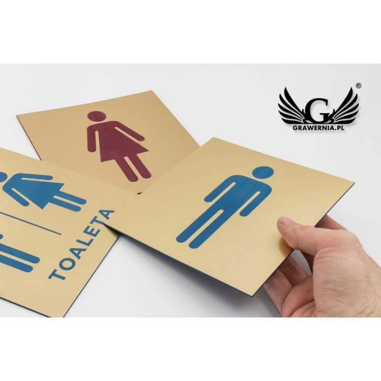 Toilet Signs - Gold Laminate with Colorful Engraving - Size 150x150mm - TT013