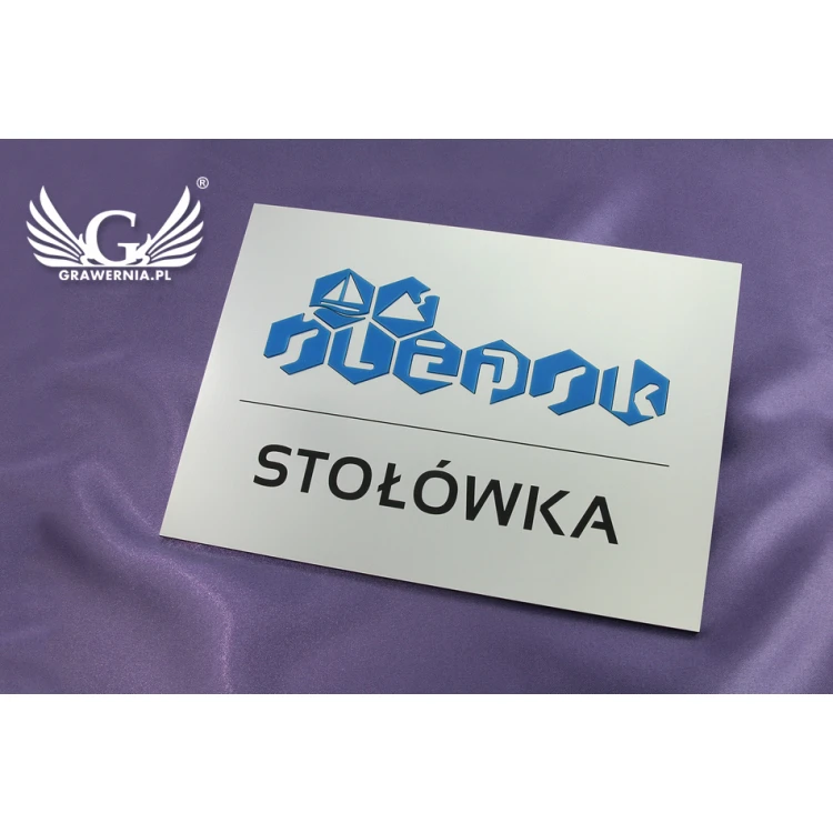 Information plaques for company and office with embossed logo - SZ098 - size 210x150mm