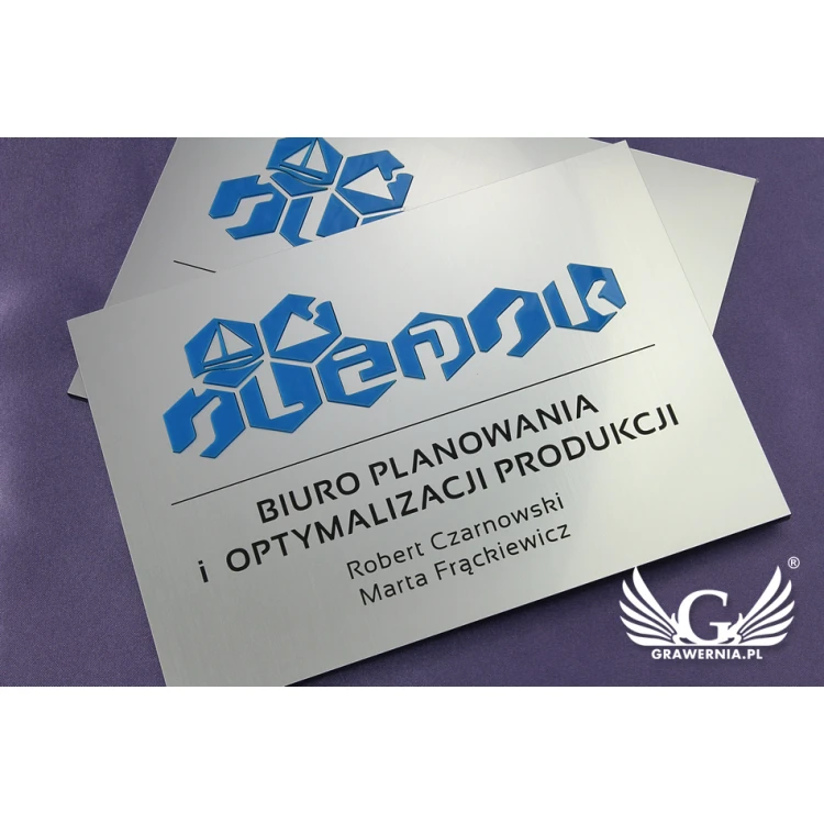 Information plaques for company and office with embossed logo - SZ098 - size 210x150mm