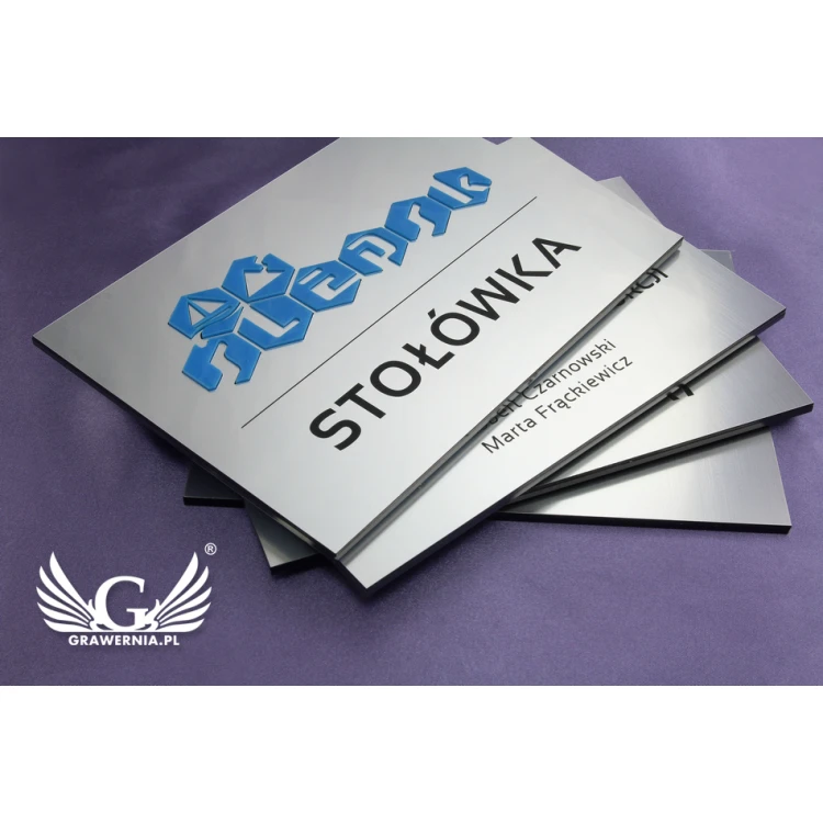 Information plaques for company and office with embossed logo - SZ098 - size 210x150mm