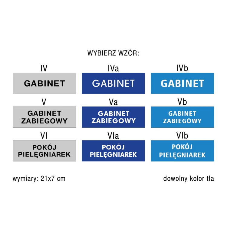 Information Plates for Hospitals and Medical Centers - size 210x70mm - PVC - UV print - TAB165