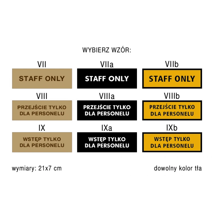 Information Plates for Cloakrooms, Offices, Warehouses - size 210x70mm - PVC - UV print - TAB169