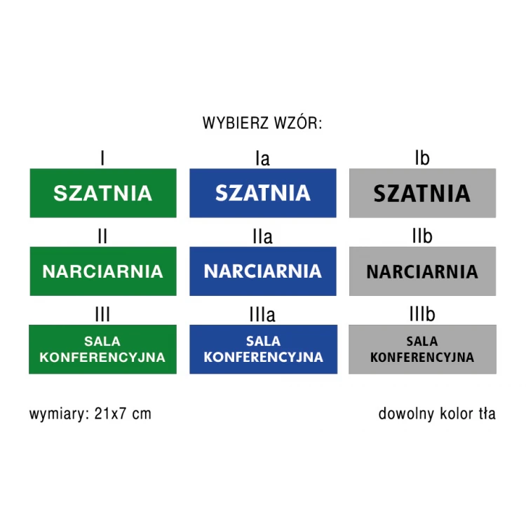Information Plates for cloakroom, ski room, conference room - size 210x70mm - PVC - UV print - TAB170