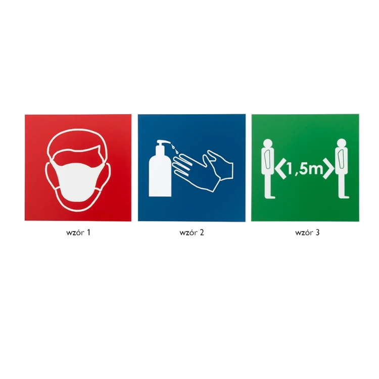 Information plaque made of laminate - choice of: mask, distance, disinfection - size 90x90mm - TAB108