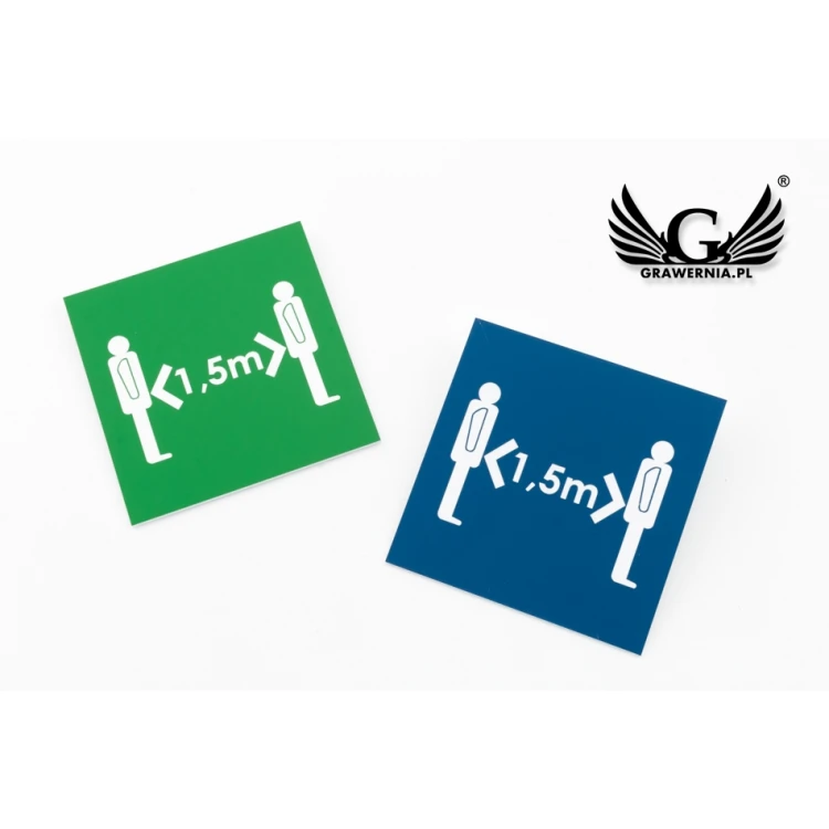 Information plaque made of laminate - choice of: mask, distance, disinfection - size 90x90mm - TAB108