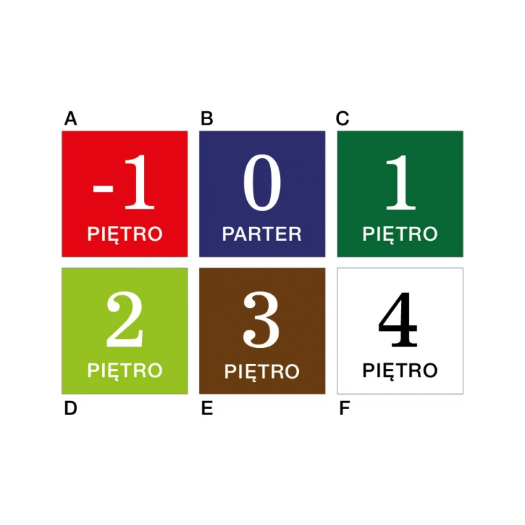 Floor Numbering - Plaque size 210x210mm - PVC - UV print - TAB171