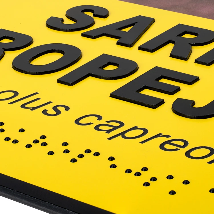 Information plaques with photo, custom text and Braille - size 210x210mm - TAB492