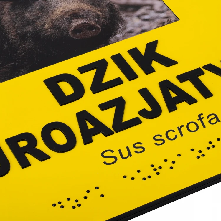 Information plaques with photo, custom text and Braille - size 210x210mm - TAB492