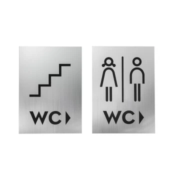Directional Wall Plaques - Toilets - Silver or Gold Laminate - Size 100x140mm - TT020