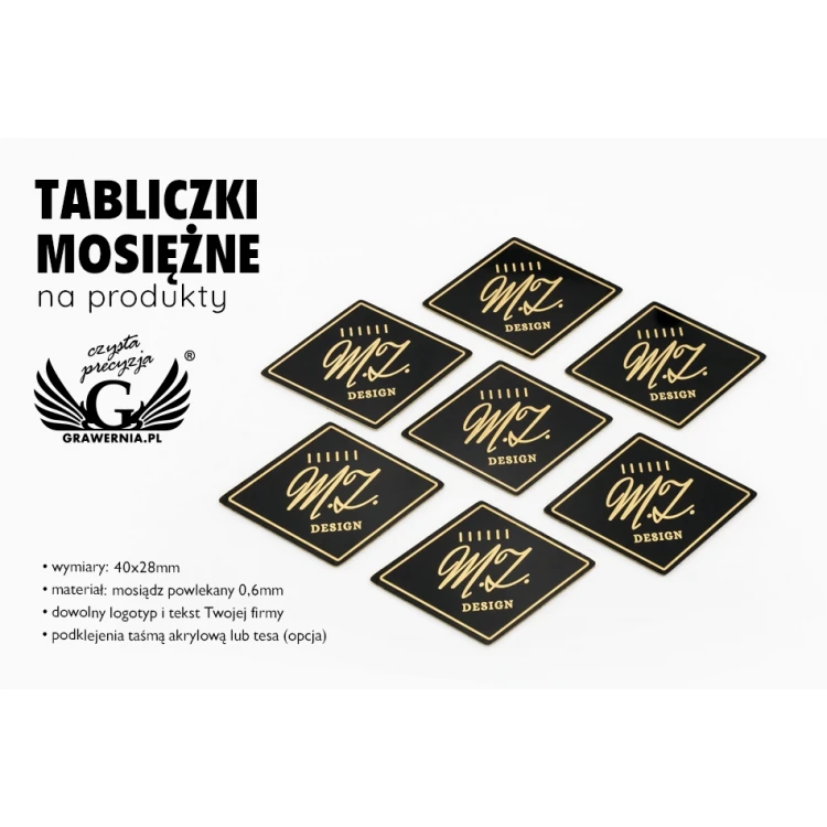 Engraved Brass Plate - Size 40x28mm - Coated Black Brass - TAB102