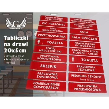 Door Plates - Red - Size 20x5cm
