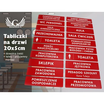 Door Plates - Red - Size 20x5cm