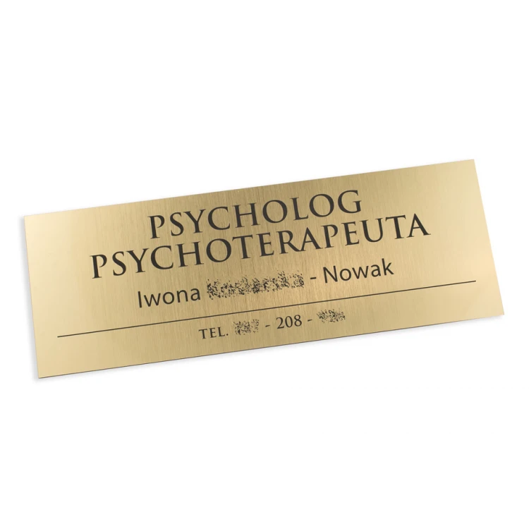 Golden plaque for door or wall - engraving laminate 1.6mm - dimensions 290x105mm - SZ144