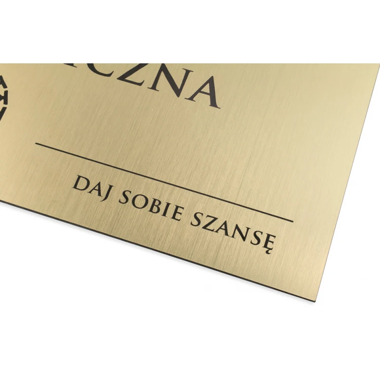 Golden plaque for door or wall - engraving laminate 1.6mm - dimensions 290x105mm - SZ144