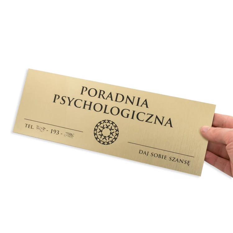 Golden plaque for door or wall - engraving laminate 1.6mm - dimensions 290x105mm - SZ144