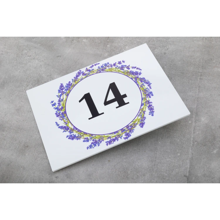 Door plates with floral motif and any numbering - size 200x150mm - PVC - UV print - TAB408