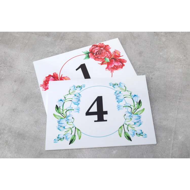 Door plates with floral motif and any numbering - size 200x150mm - PVC - UV print - TAB408