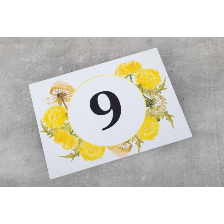 Door plates with floral motif and any numbering - size 200x150mm - PVC - UV print - TAB408