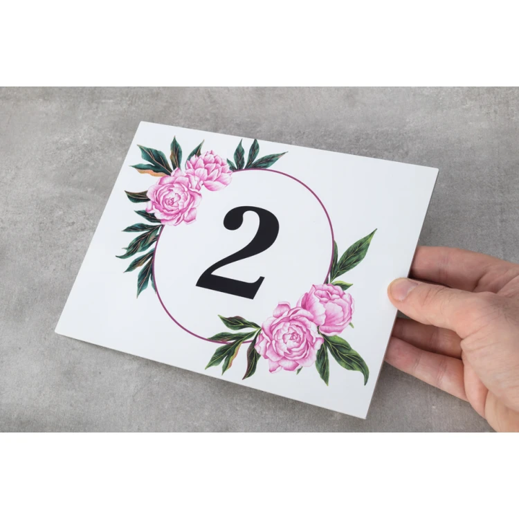 Door plates with floral motif and any numbering - size 200x150mm - PVC - UV print - TAB408
