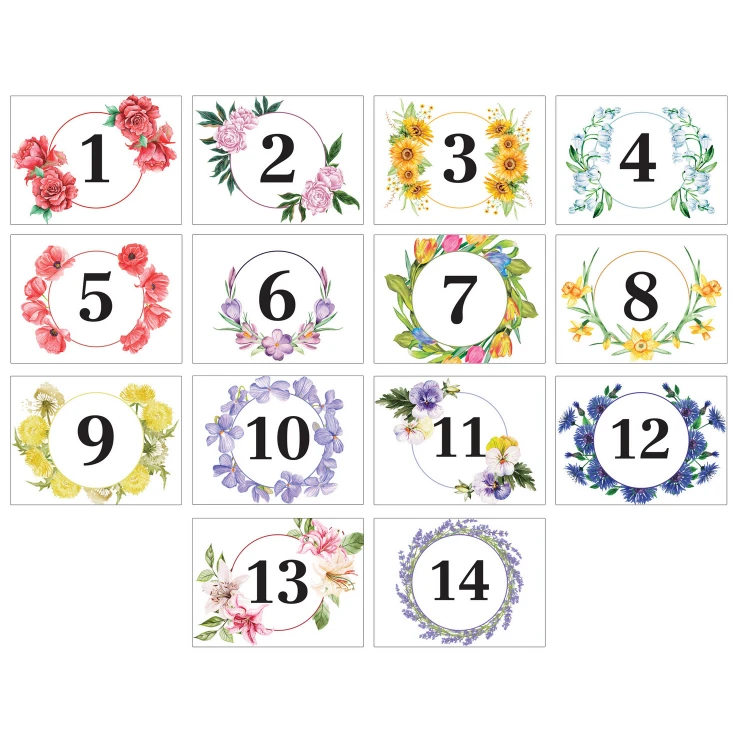 Door plates with floral motif and any numbering - size 200x150mm - PVC - UV print - TAB408