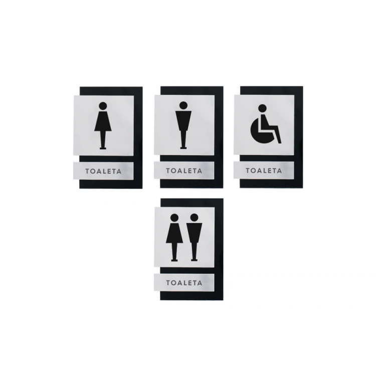 Toilet Signs Black and Mirrored Plexi - Size 100x145mm - TT031