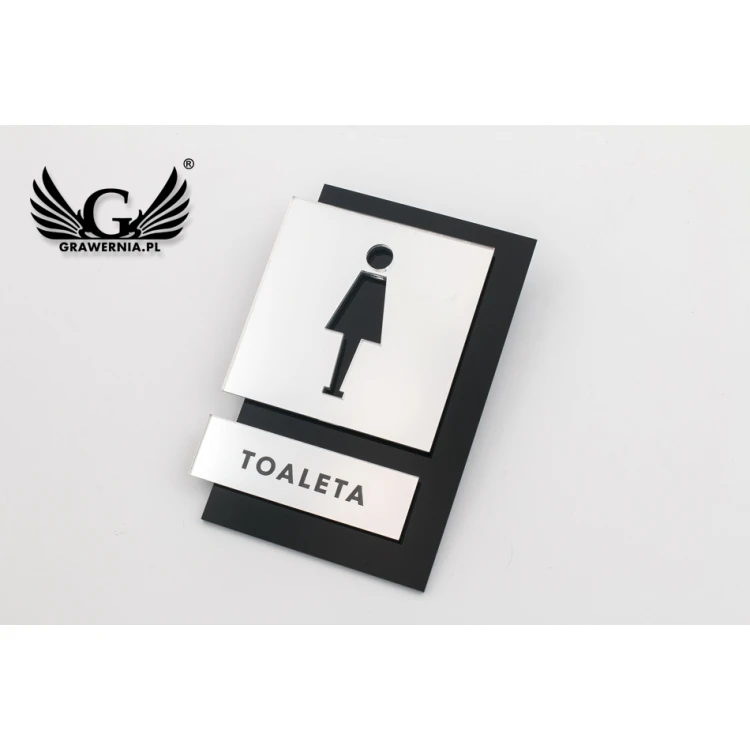 Toilet Signs Black and Mirrored Plexi - Size 100x145mm - TT031