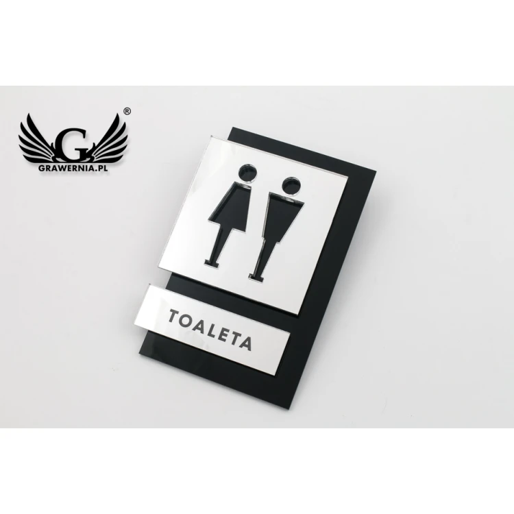 Toilet Signs Black and Mirrored Plexi - Size 100x145mm - TT031