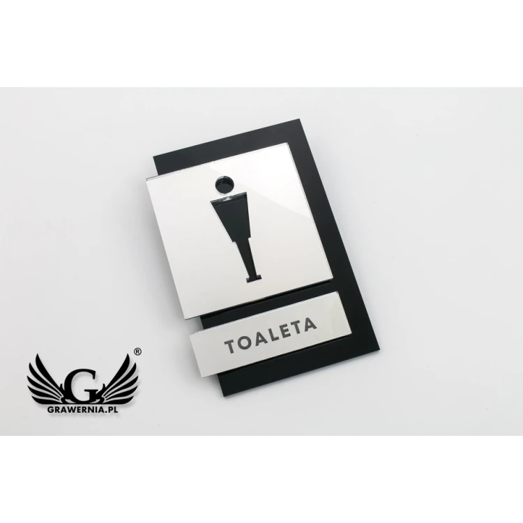 Toilet Signs Black and Mirrored Plexi - Size 100x145mm - TT031