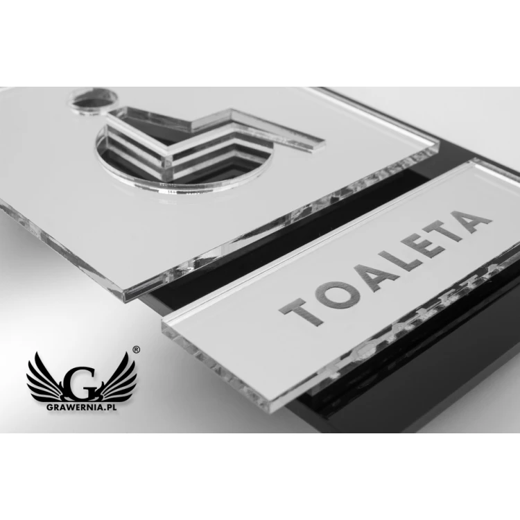 Toilet Signs Black and Mirrored Plexi - Size 100x145mm - TT031