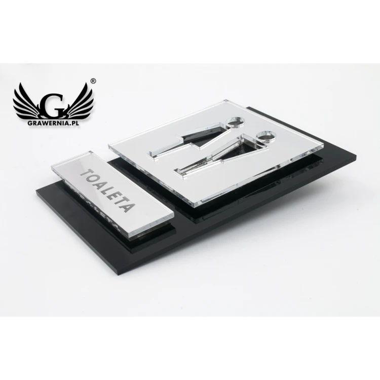Toilet Signs Black and Mirrored Plexi - Size 100x145mm - TT031