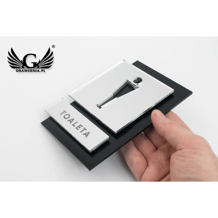 Toilet Signs Black and Mirrored Plexi - Size 100x145mm - TT031