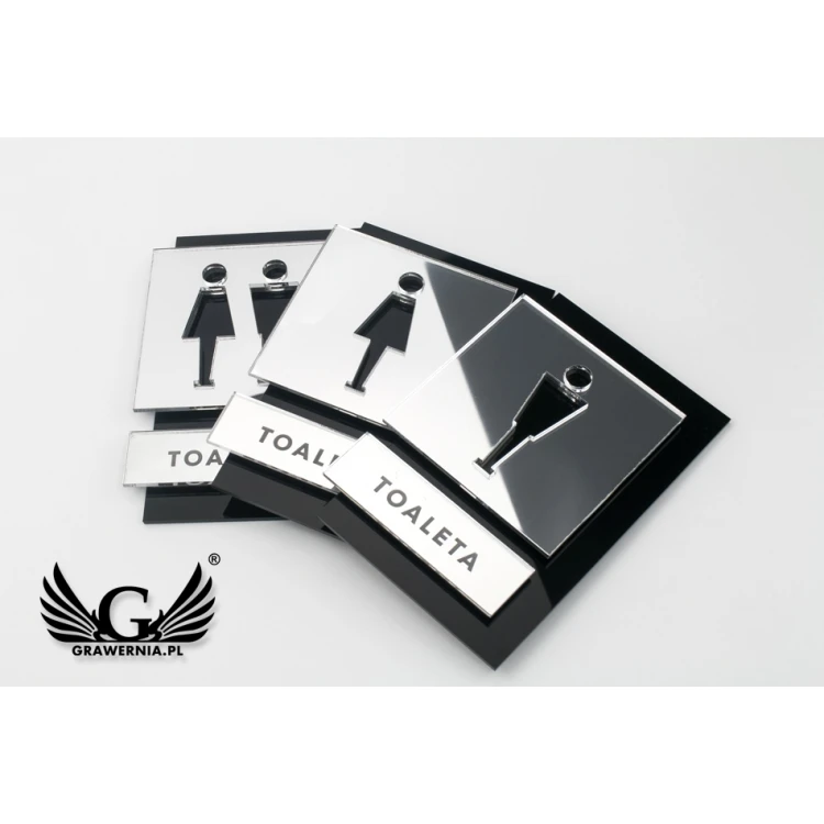 Toilet Signs Black and Mirrored Plexi - Size 100x145mm - TT031