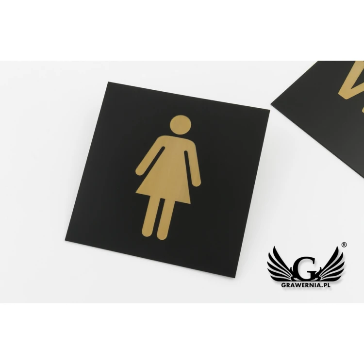 Toilet Signs - Black Exterior Laminate with Gold Engraving - Size 150x150mm - TT014