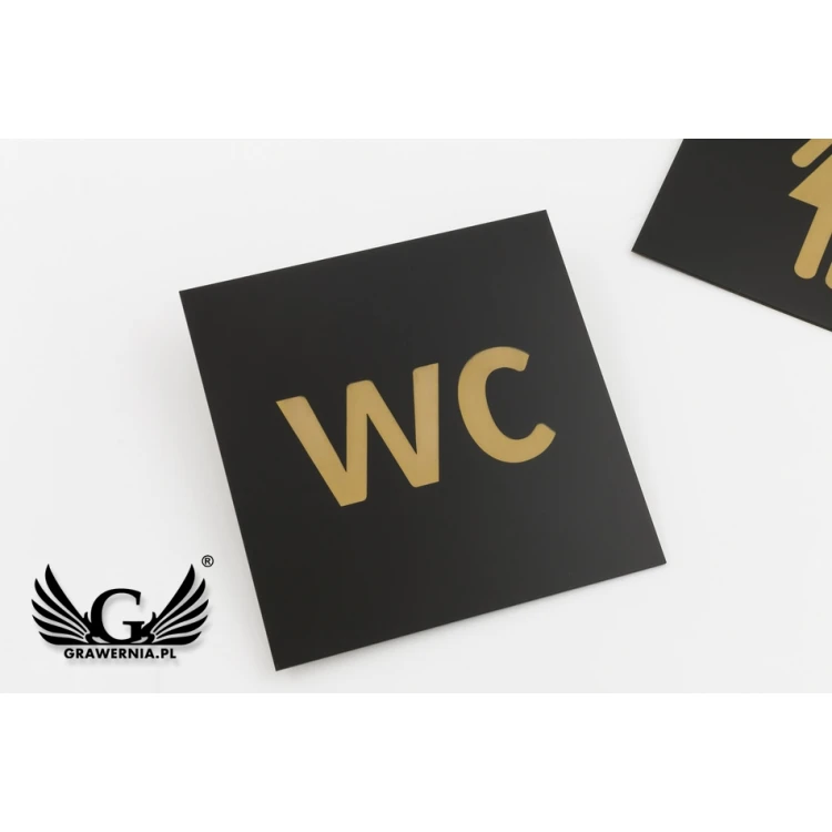 Toilet Signs - Black Exterior Laminate with Gold Engraving - Size 150x150mm - TT014