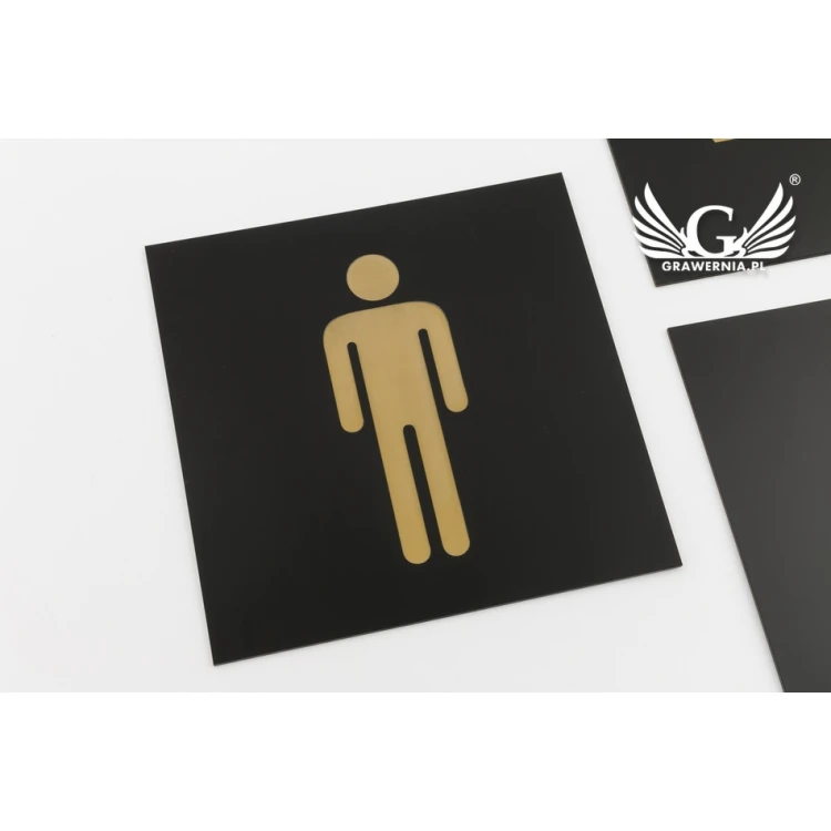 Toilet Signs - Black Exterior Laminate with Gold Engraving - Size 150x150mm - TT014