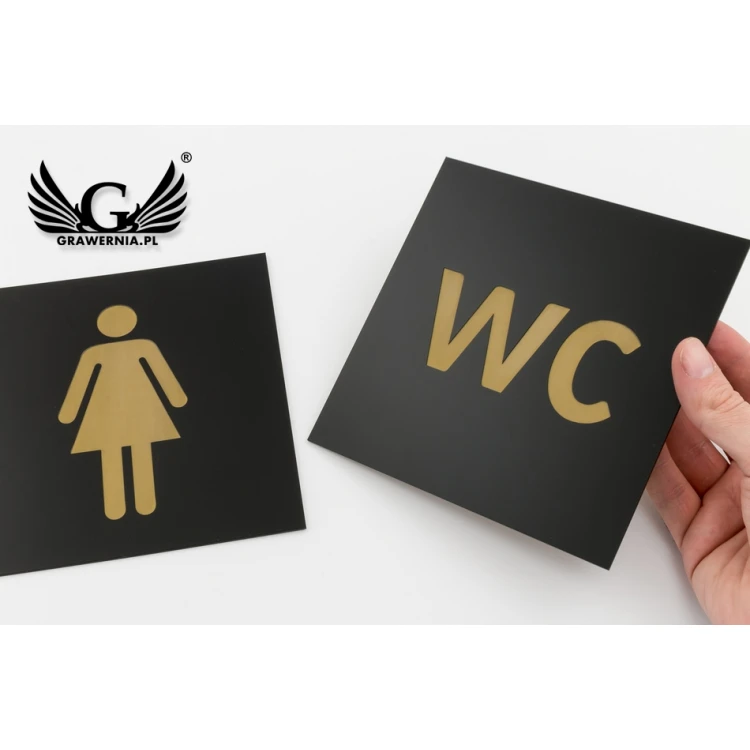 Toilet Signs - Black Exterior Laminate with Gold Engraving - Size 150x150mm - TT014
