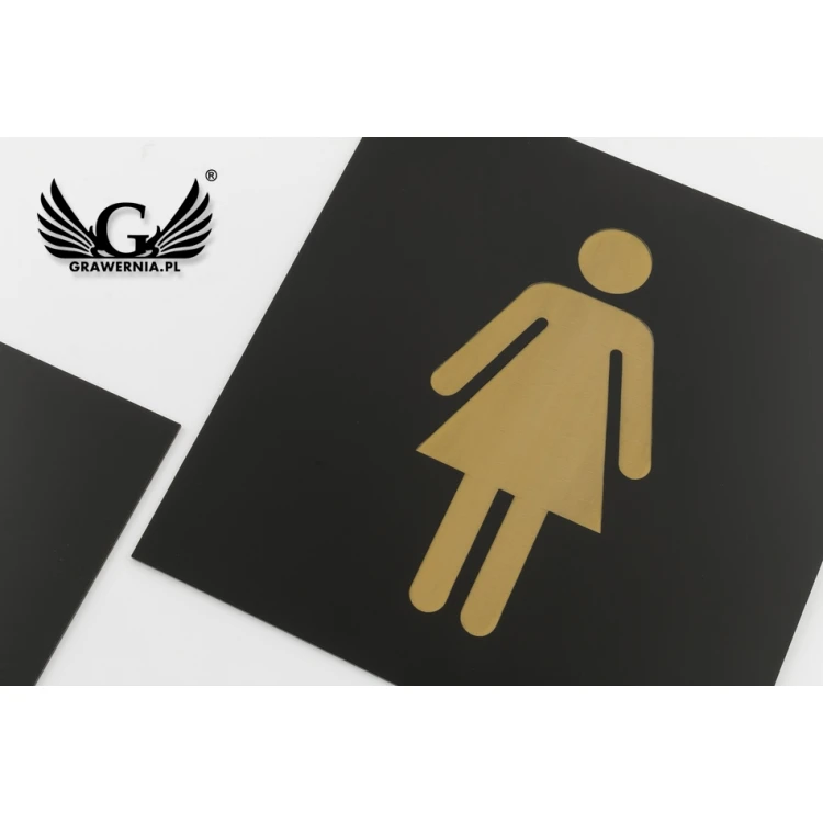 Toilet Signs - Black Exterior Laminate with Gold Engraving - Size 150x150mm - TT014