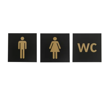 Toilet Signs - Black Exterior Laminate with Gold Engraving - Size 150x150mm - TT014